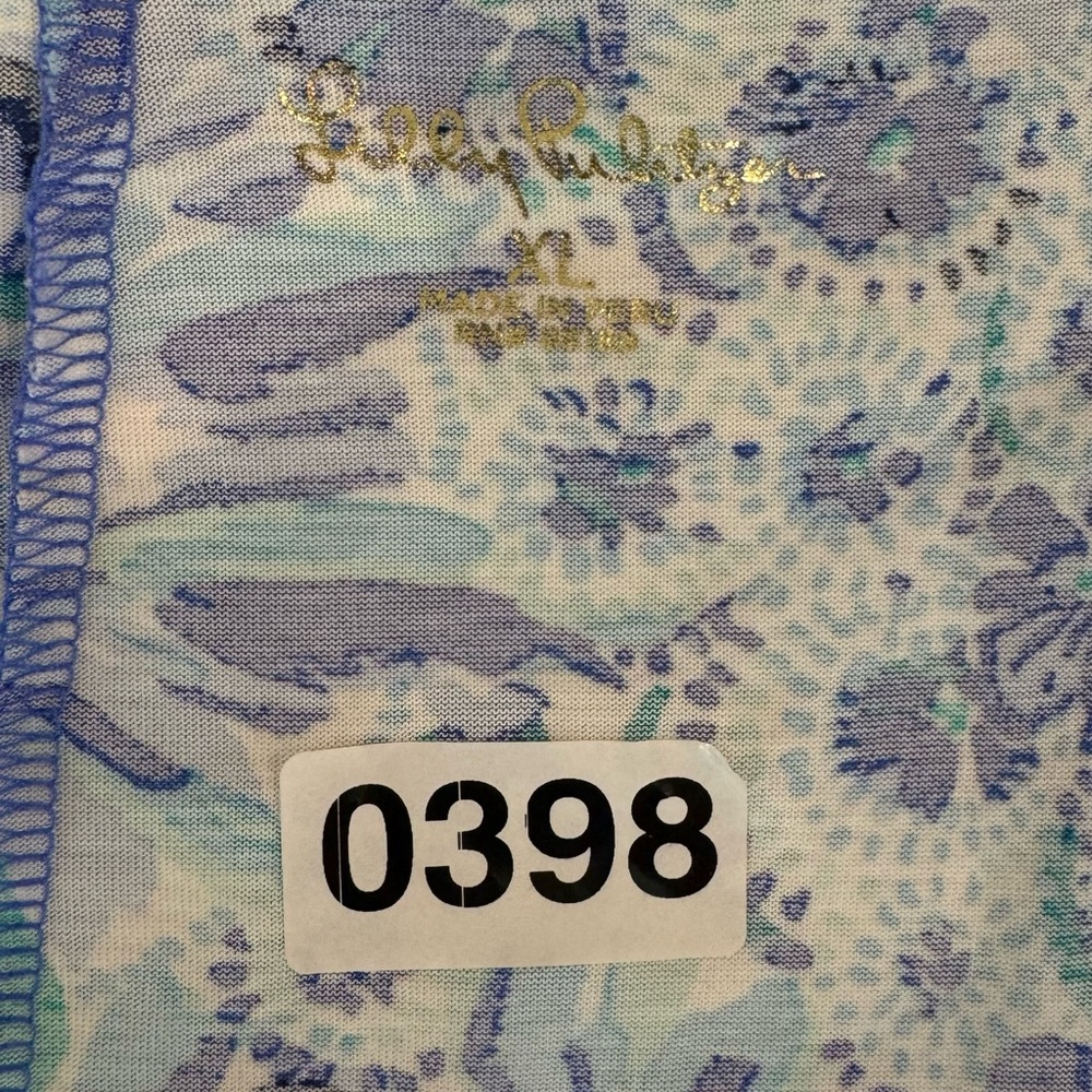 Lilly Pulitzer Blue Tropical Print Maxi Dress XL V Neck Resort Vacation Dress - Picture 5 of 6